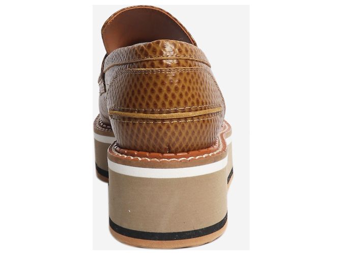 Robert Clergerie Tan snake-embossed leather platform shoes - size EU 38.5 - view 3