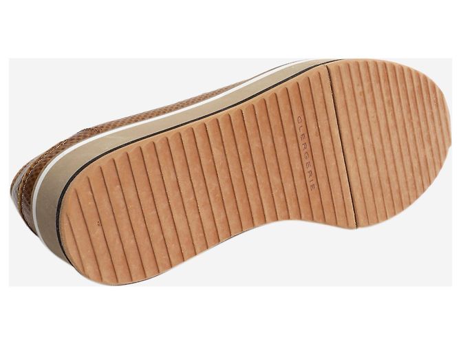 Robert Clergerie Tan snake-embossed leather platform shoes - size EU 38.5 - view 4