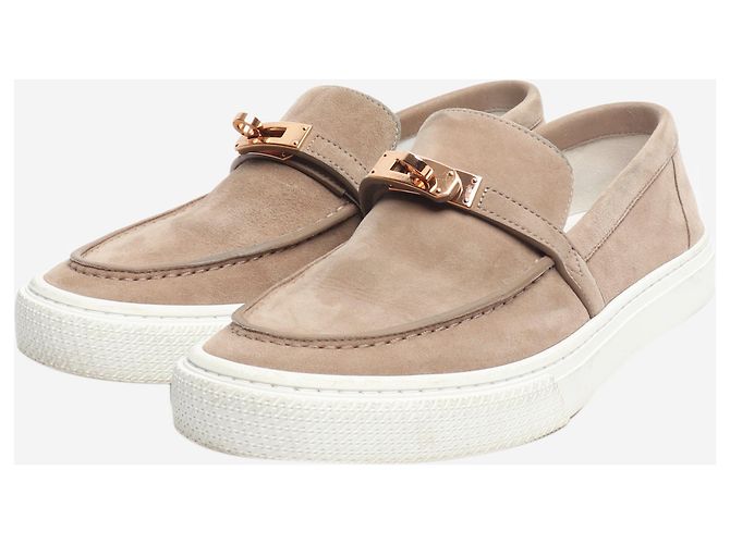 Kelly Hermès Sneaker slip-on in scamosciato Etoupe Game - taglia EU 39 Marrone - vista 2