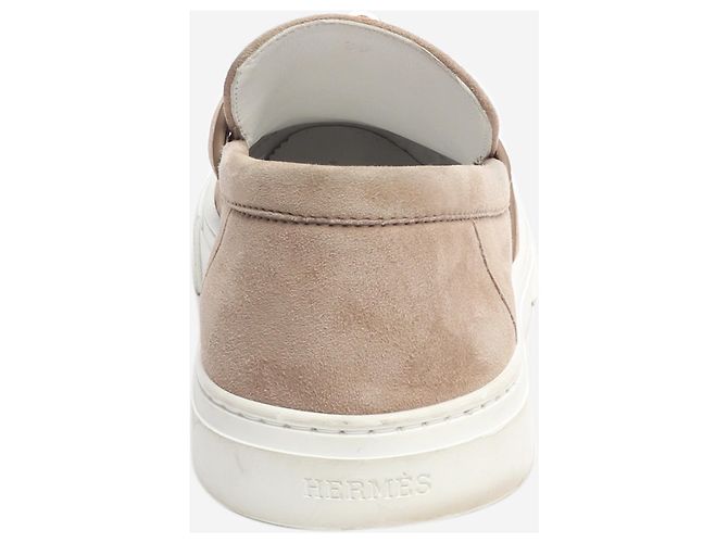 Kelly Hermès Sneaker slip-on in scamosciato Etoupe Game - taglia EU 39 Marrone - vista 3