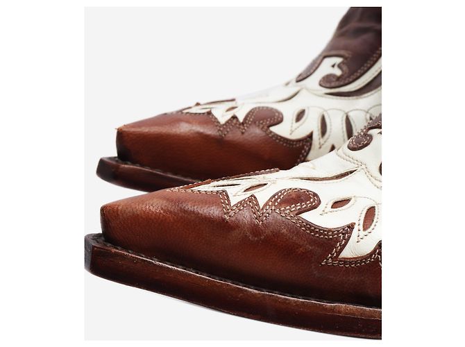 Autre Marque Botas western marrón y blanco - talla EU 39 Castaño - vista 5