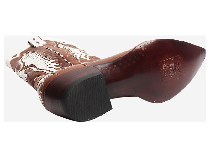 Autre Marque Botas western marrón y blanco - talla EU 39 Castaño - vista 6