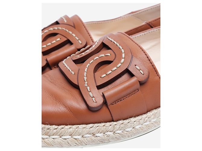 Tod's Espadrilles in pelle marrone - taglia EU 39 - vista 4