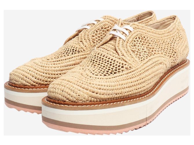 Robert Clergerie Neutrale Raffia-Plateau-Schuhe - Größe EU 39 - Ansicht 2
