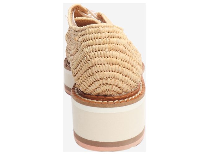 Robert Clergerie Neutrale Raffia-Plateau-Schuhe - Größe EU 39 - Ansicht 3