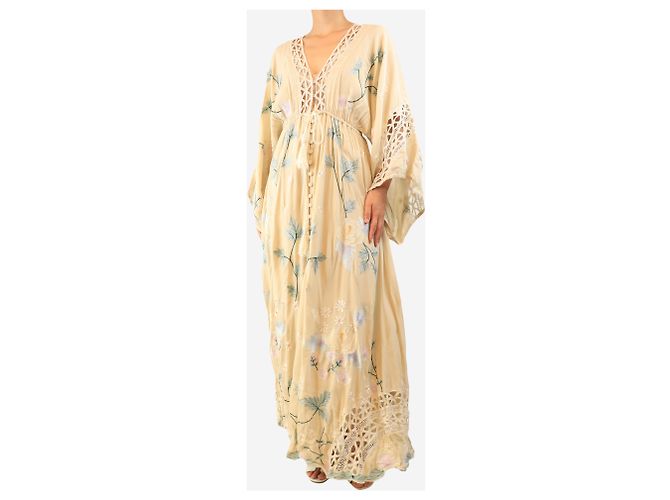 Autre Marque Maxikleid mit Blumenmuster in Creme - Größe M - Ansicht 4