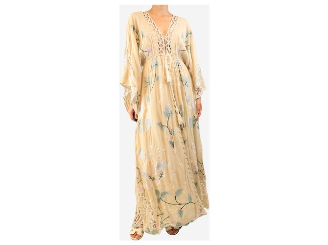 Autre Marque Maxikleid mit Blumenmuster in Creme - Größe M - Ansicht 5