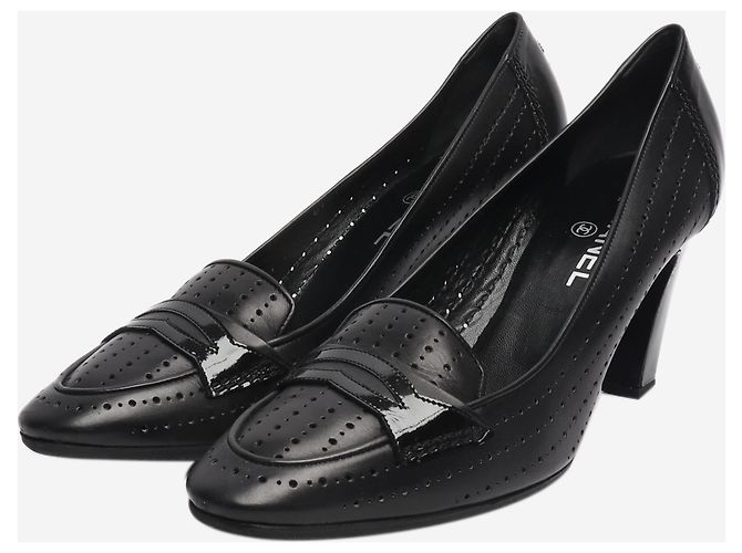 Chanel Schwarze Pumps aus perforiertem Leder - Größe EU 40.5 - Ansicht 2