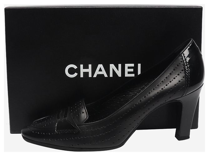 Chanel Schwarze Pumps aus perforiertem Leder - Größe EU 40.5 - Ansicht 6