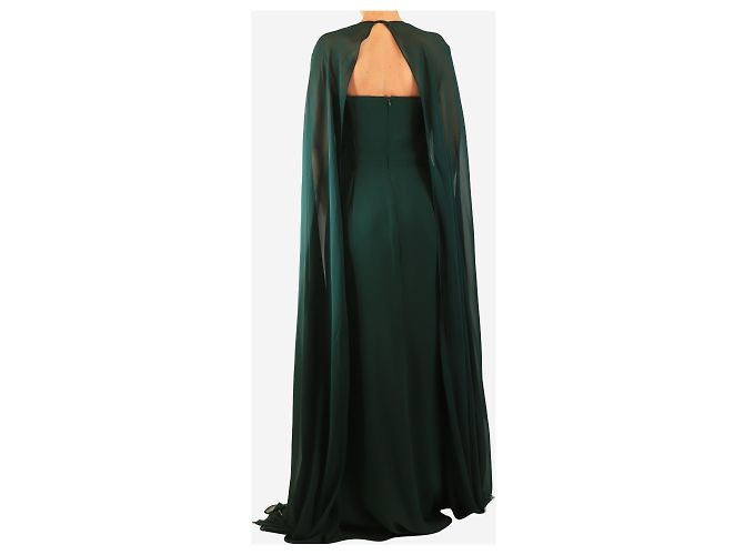 Roland Mouret Maxikleid mit Cape in Smaragdgrün - Größe UK 14 - Ansicht 2