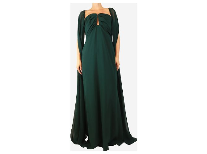Roland Mouret Maxikleid mit Cape in Smaragdgrün - Größe UK 14 - Ansicht 3