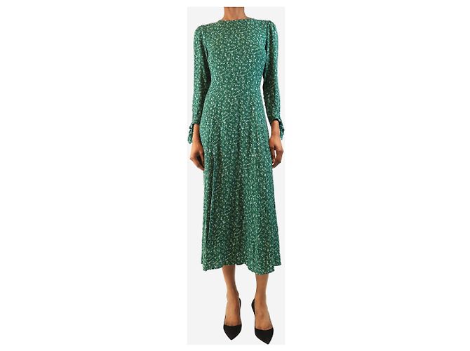 Reformation Grünes Midi-Kleid mit Blumenmuster - Größe UK 8 - Ansicht 3