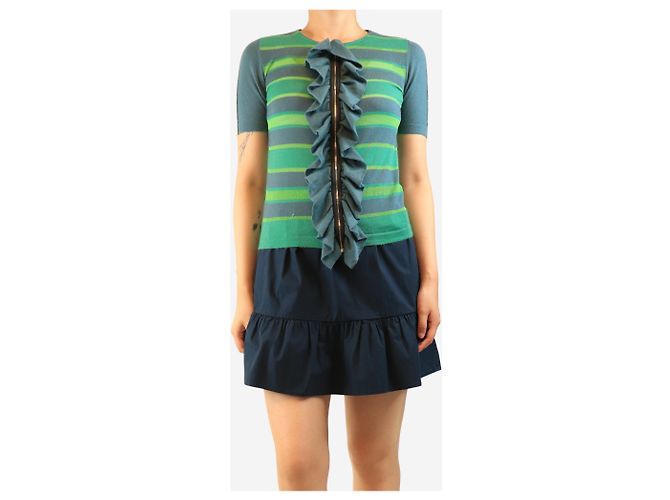 Marni Grünes Kurzarm-Stricktop mit Rüschen - Größe S - Ansicht 3