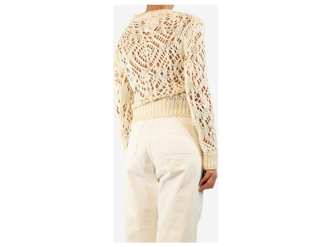 Tom Ford Strickpullover aus cremefarbener Seide im Crochet-Look - Größe S Roh - Ansicht 2