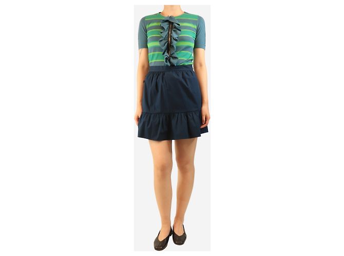 Red Valentino Minifalda de algodón azul marino - talla UK 10 - vista 2