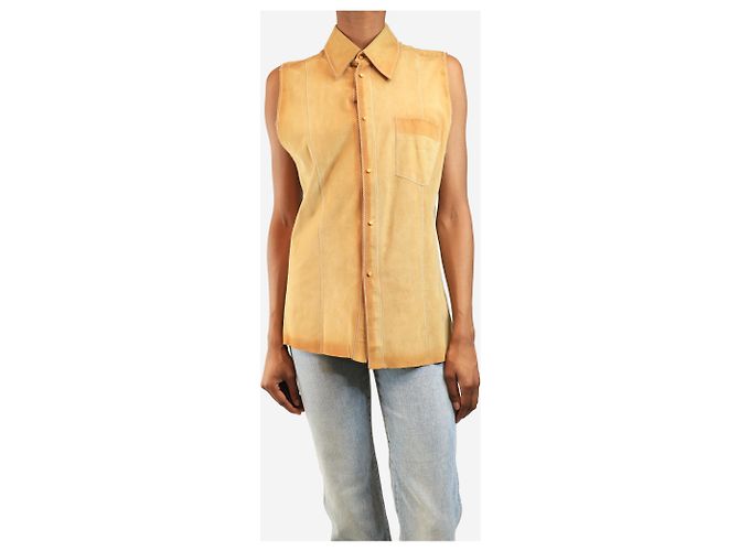 Roberto Cavalli Camisa sin mangas de ante neutro - talla XS - vista 3