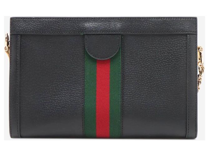 Gucci Bolsa de ombro com corrente em couro Ophidia preto - vista 2