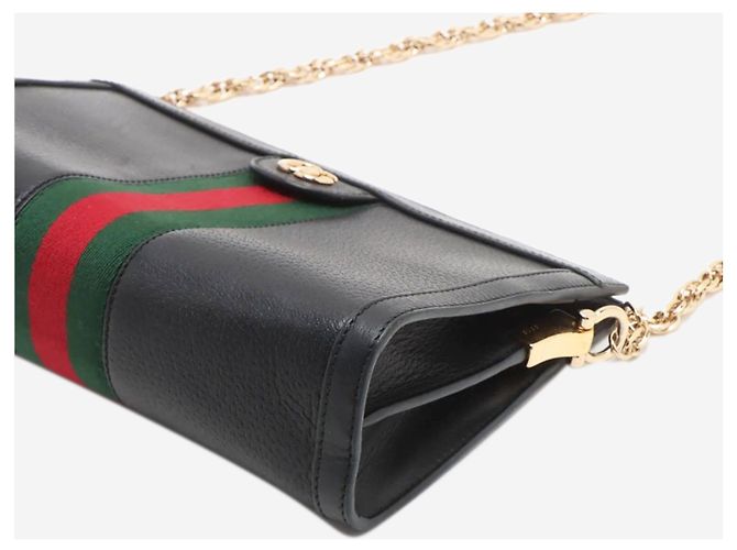 Gucci Bolsa de ombro com corrente em couro Ophidia preto - vista 3