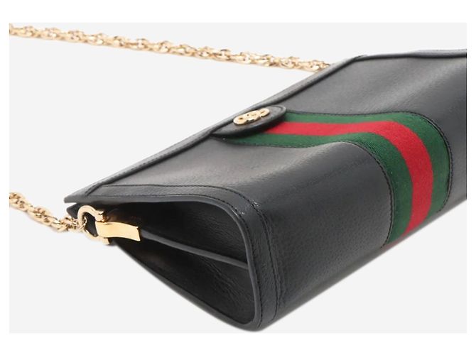 Gucci Bolsa de ombro com corrente em couro Ophidia preto - vista 4