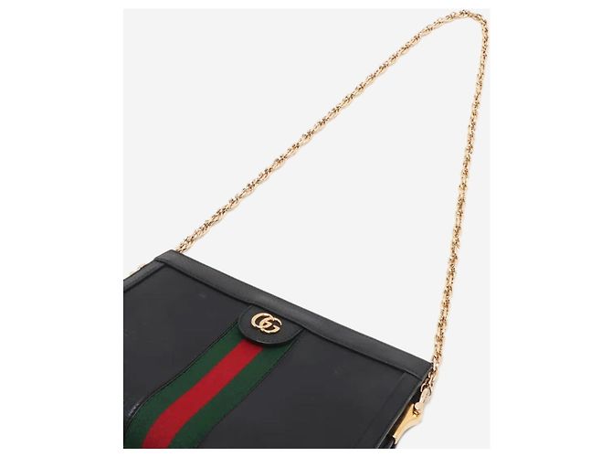 Gucci Bolsa de ombro com corrente em couro Ophidia preto - vista 5