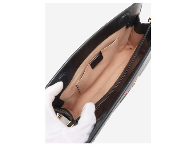 Gucci Bolsa de ombro com corrente em couro Ophidia preto - vista 7