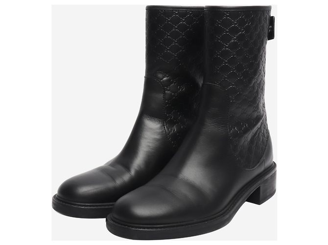 Schwarze Guccissima Leder-Ankle-Boots - Größe EU 35.5 - Ansicht 2
