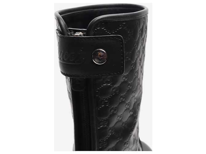 Schwarze Guccissima Leder-Ankle-Boots - Größe EU 35.5 - Ansicht 5