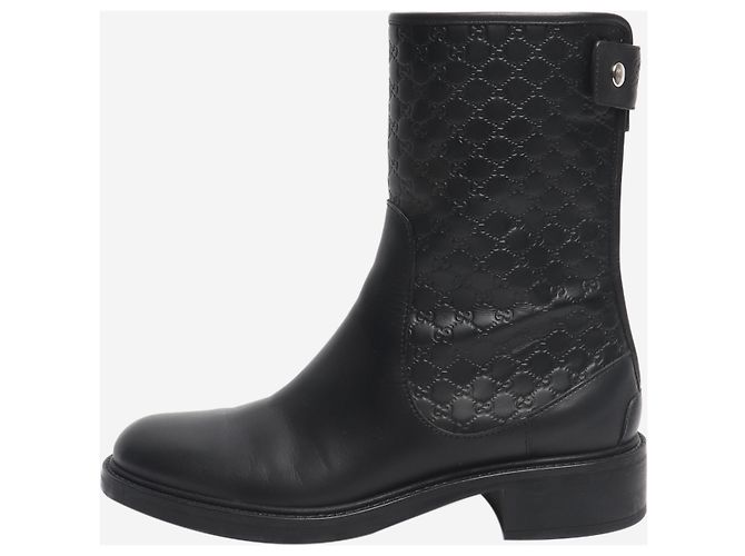 Schwarze Guccissima Leder-Ankle-Boots - Größe EU 35.5 - Ansicht 7
