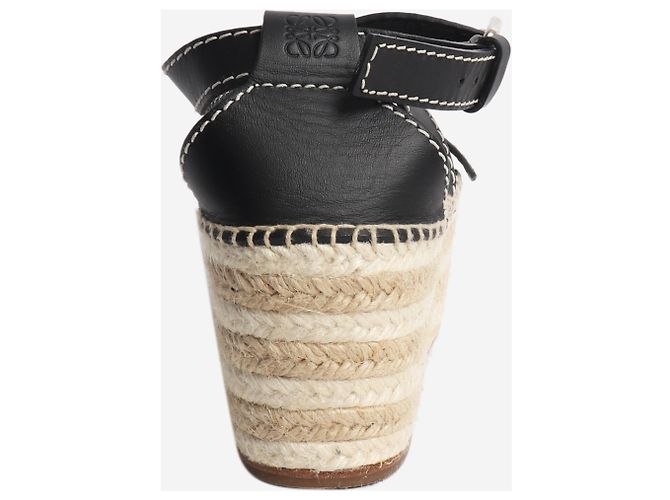 Loewe Black leather platform espadrille sandals - size EU 37 - view 3