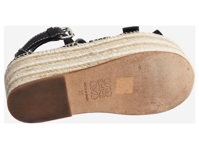 Loewe Black leather platform espadrille sandals - size EU 37 - view 4