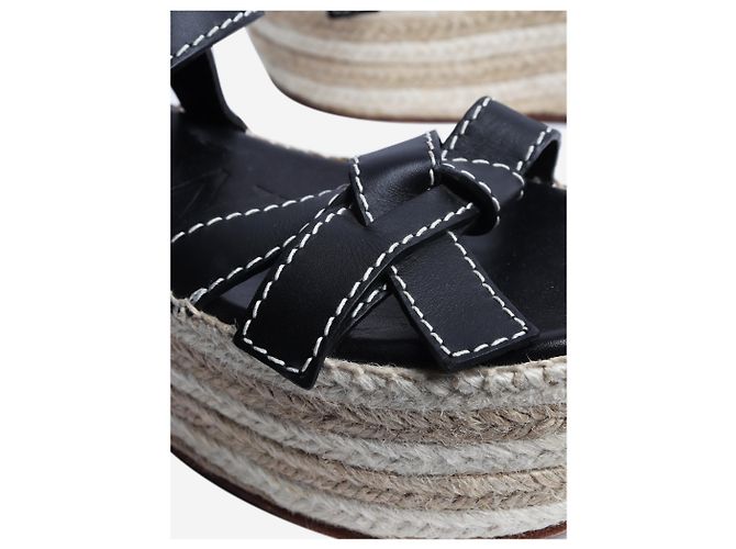 Loewe Black leather platform espadrille sandals - size EU 37 - view 6