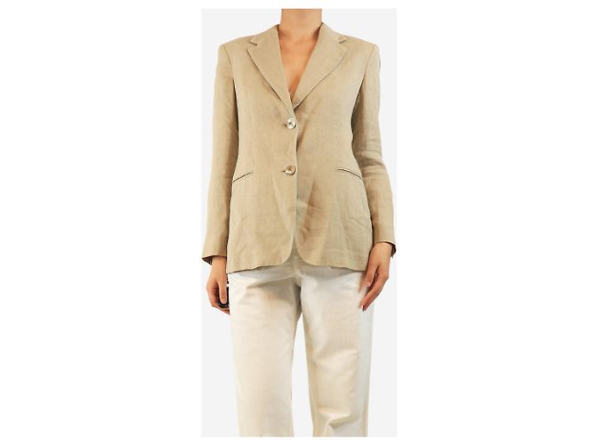 Autre Marque Neutraler Leinenblazer - Größe UK 8 - Ansicht 3