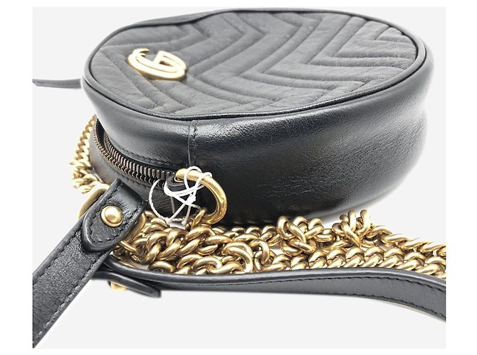 Gucci Borsa rotonda in pelle GG Marmont nera Nero - vista 4