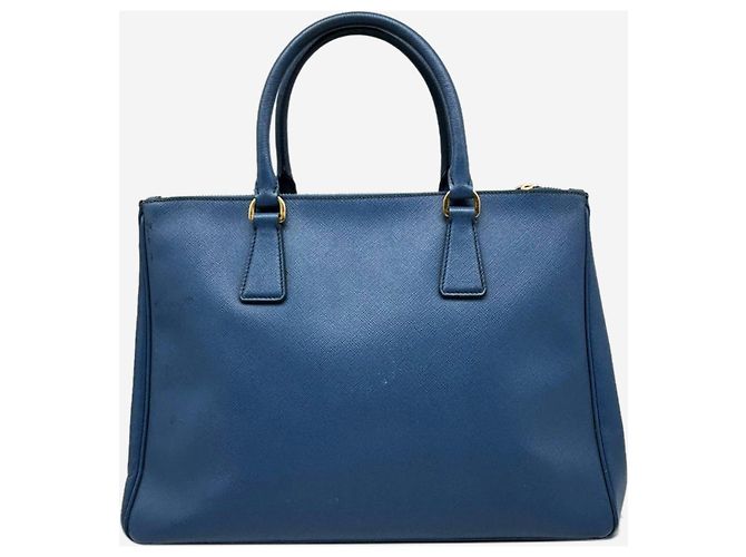 Prada Borsa Galleria 2way in pelle Saffiano blu - vista 2