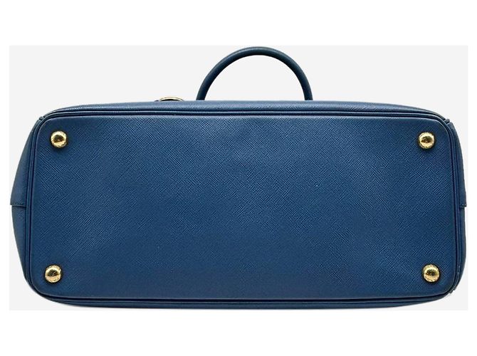 Prada Borsa Galleria 2way in pelle Saffiano blu - vista 3
