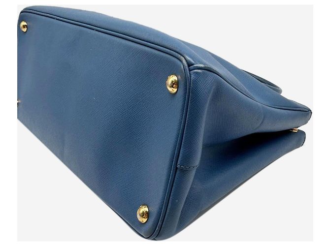 Prada Borsa Galleria 2way in pelle Saffiano blu - vista 4