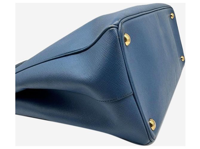 Prada Borsa Galleria 2way in pelle Saffiano blu - vista 5
