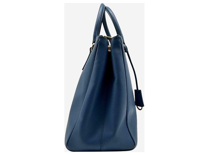 Prada Borsa Galleria 2way in pelle Saffiano blu - vista 6