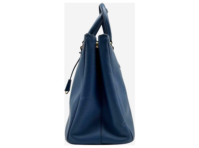 Prada Borsa Galleria 2way in pelle Saffiano blu - vista 7