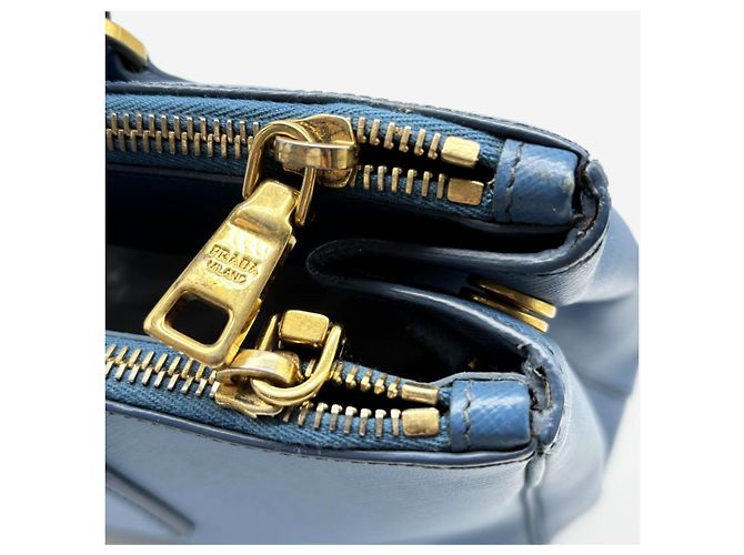 Prada Borsa Galleria 2way in pelle Saffiano blu - vista 9