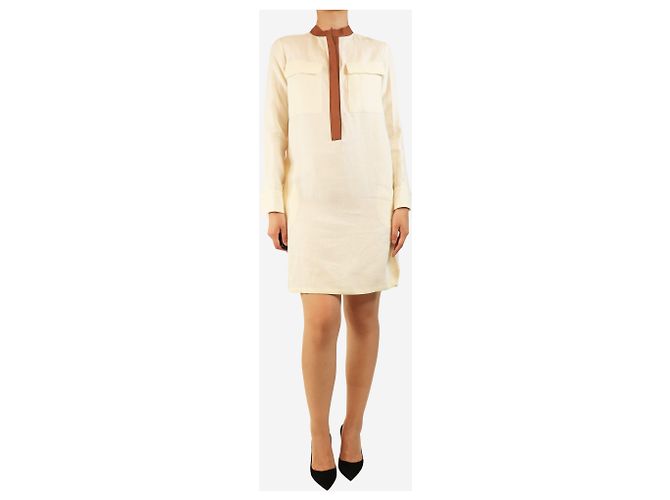Loro Piana Mini-Kleid aus Leinen in Creme - Größe UK 8 - Ansicht 3