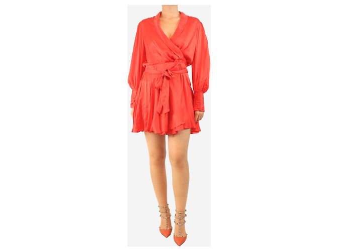 Zimmermann Wickelkleid aus roter Seide - Größe UK 12 - Ansicht 3