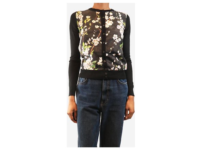 Dolce & Gabbana Schwarzer Cardigan mit Blumenmuster - Größe UK 8 - Ansicht 3