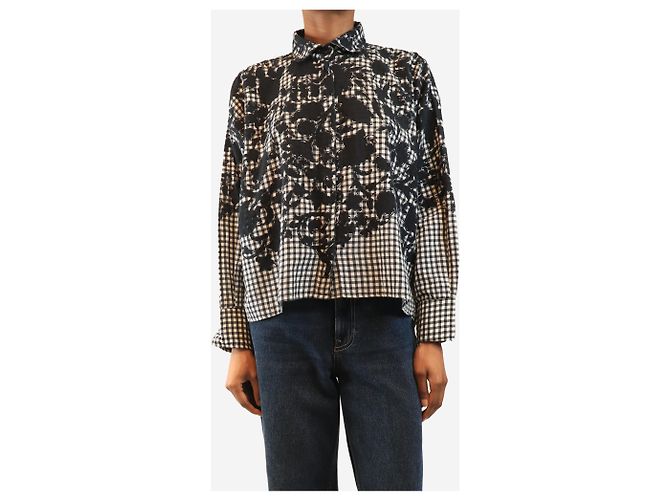 Autre Marque Gingham-Bluse in Schwarz - Größe XS - Ansicht 3