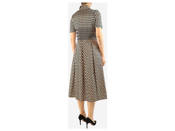 Autre Marque Midikleid mit neutralem und schwarzem Ellipsenmuster - Größe UK 10 - Ansicht 2