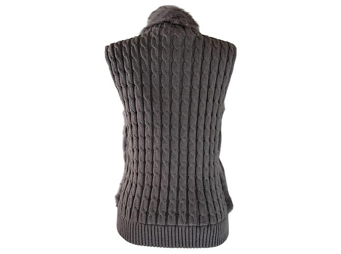 Oakwood Strickweste mit grauem Kaninchenfell - Ansicht 4