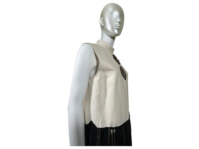 Dries Van Noten Vestido de rayas sin mangas con adornos Negro Blanco Dorado - vista 6