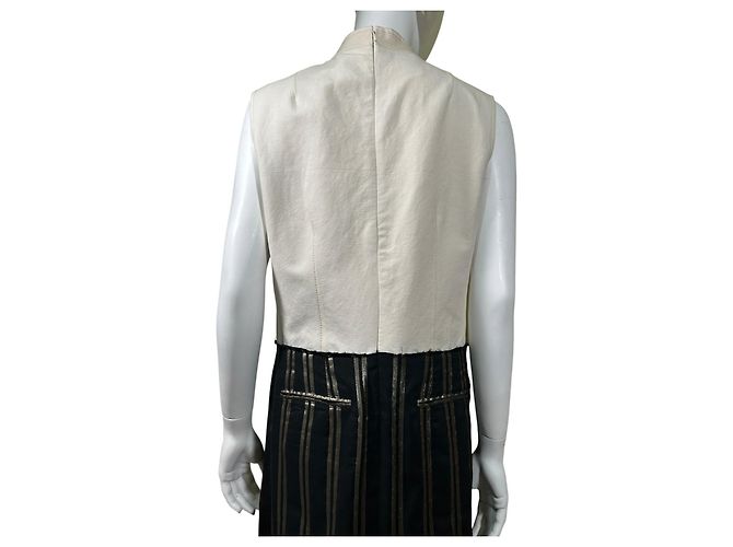 Dries Van Noten Vestido de rayas sin mangas con adornos Negro Blanco Dorado - vista 8