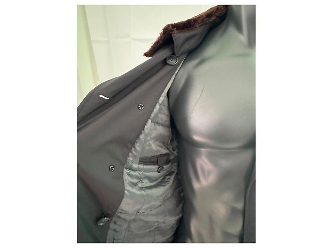 Burberry Abrigo de lana negro doble botonadura con cuello de pelo - vista 5