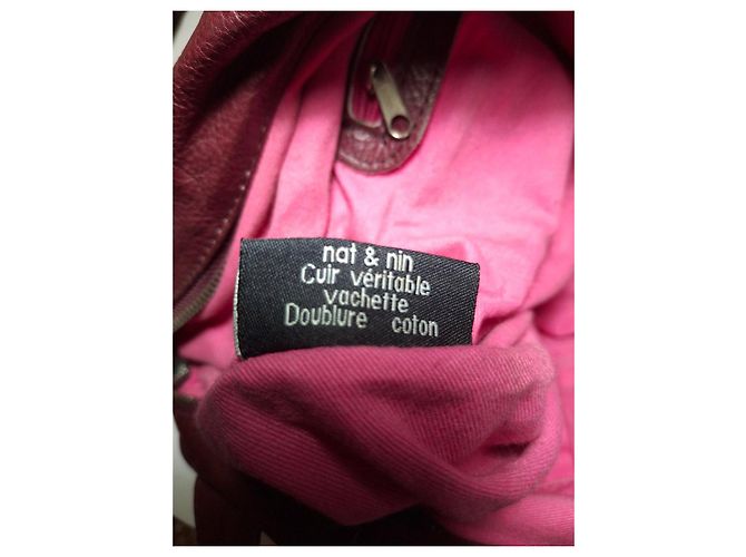 Nat & Nin Borsa a mano in pelle bordeaux Bordò - vista 11